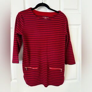 Red and Blue stripped 3/4 sleeve w/zipper pockets